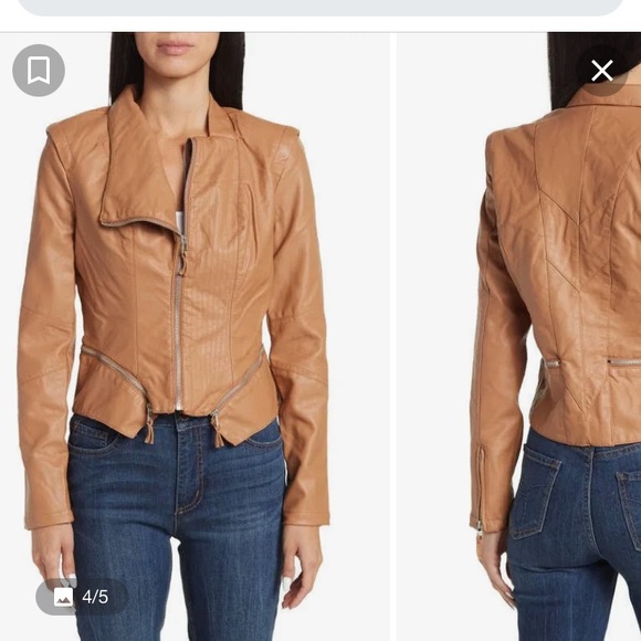 Blank NYC Light Tan or Cream Faux Leather Jacket NWT - Picture 5 of 6
